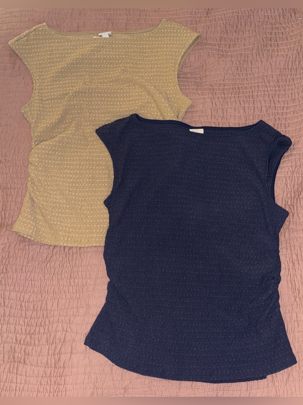 Women's Textured Knit Tank Top - A New Day™ in Beige & Navy NWT